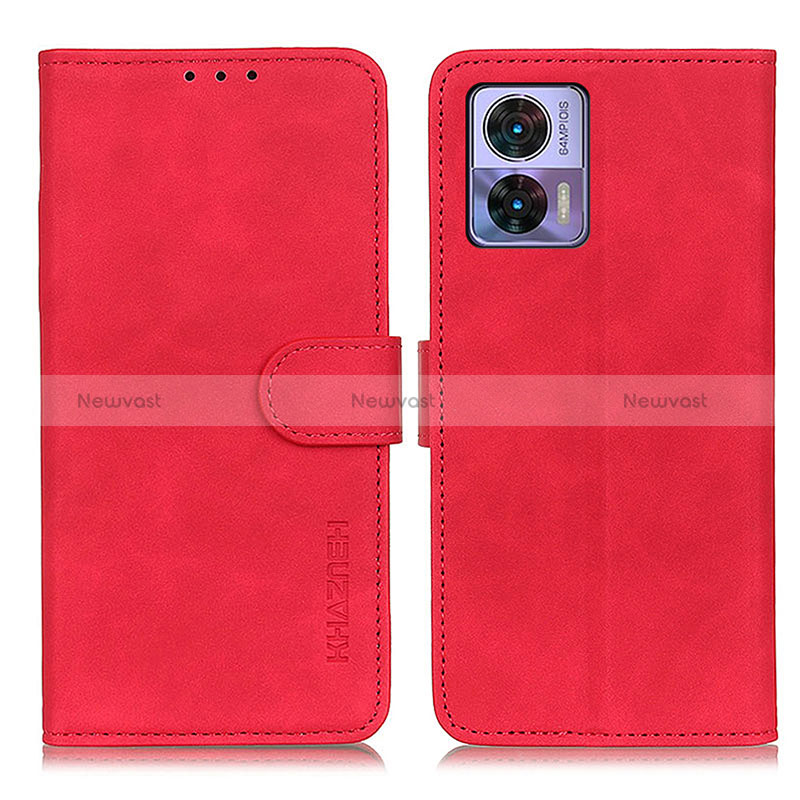 Leather Case Stands Flip Cover Holder K03Z for Motorola Moto Edge 30 Lite 5G Red