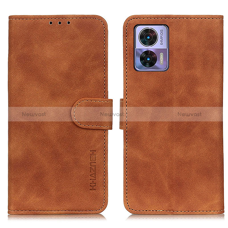 Leather Case Stands Flip Cover Holder K03Z for Motorola Moto Edge 30 Neo 5G Brown