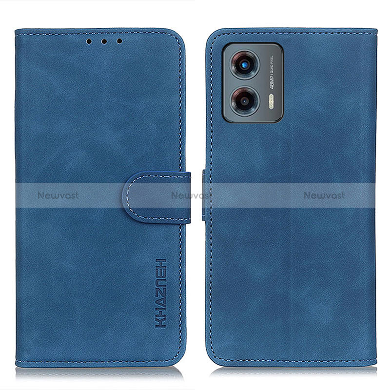 Leather Case Stands Flip Cover Holder K03Z for Motorola Moto G 5G (2023) Blue