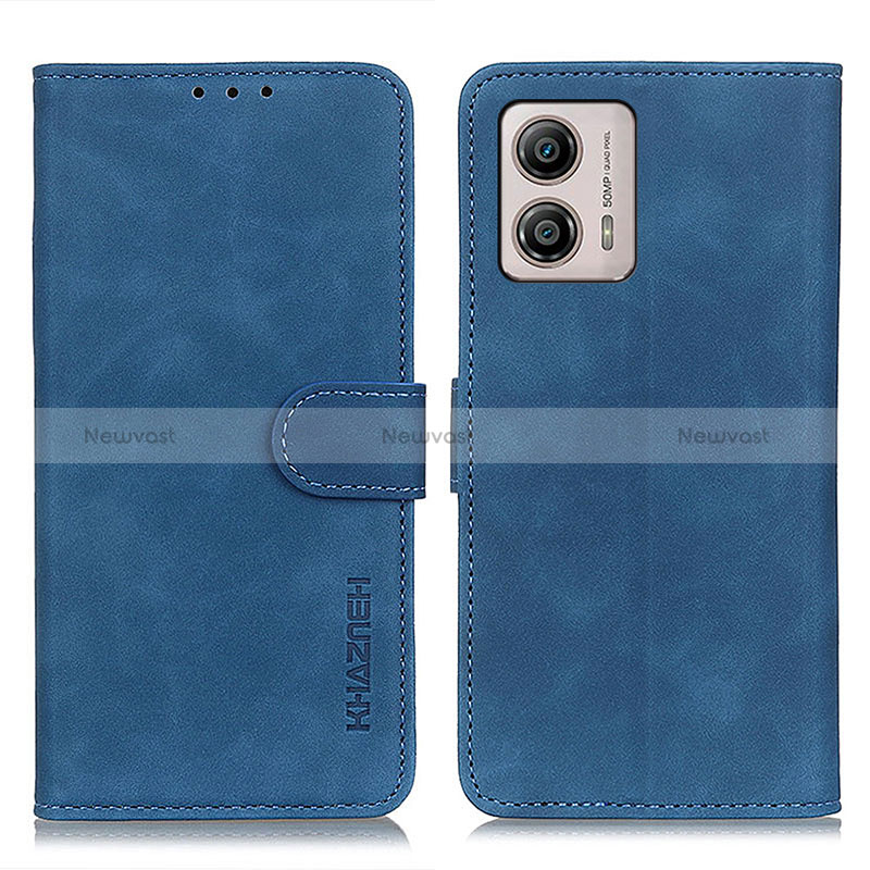 Leather Case Stands Flip Cover Holder K03Z for Motorola Moto G53 5G Blue