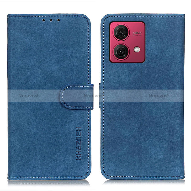 Leather Case Stands Flip Cover Holder K03Z for Motorola Moto G84 5G Blue