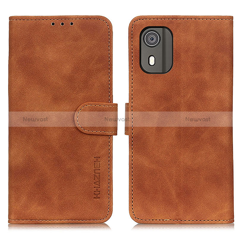 Leather Case Stands Flip Cover Holder K03Z for Nokia C02 Brown