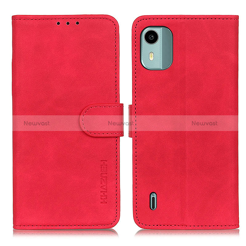 Leather Case Stands Flip Cover Holder K03Z for Nokia C12 Plus Red