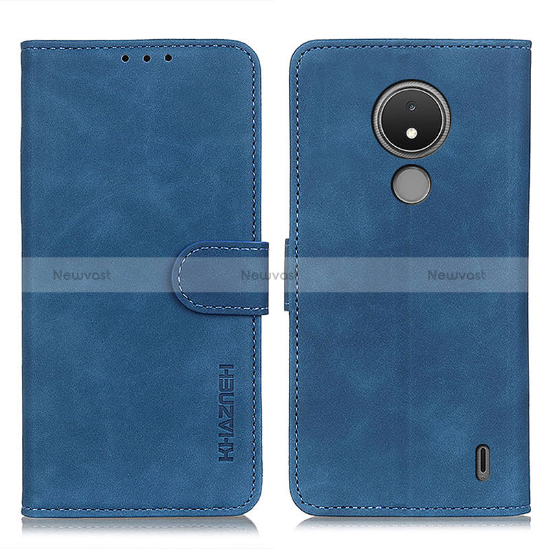 Leather Case Stands Flip Cover Holder K03Z for Nokia C21 Blue