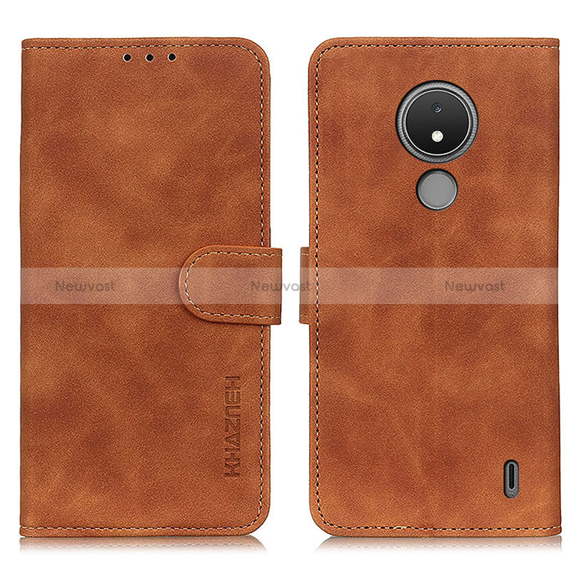 Leather Case Stands Flip Cover Holder K03Z for Nokia C21 Brown