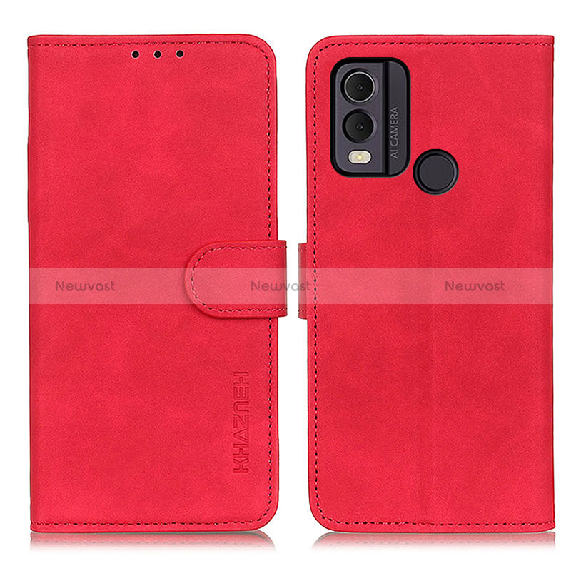 Leather Case Stands Flip Cover Holder K03Z for Nokia C22 Red