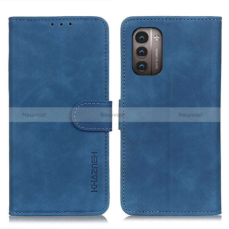 Leather Case Stands Flip Cover Holder K03Z for Nokia G21 Blue