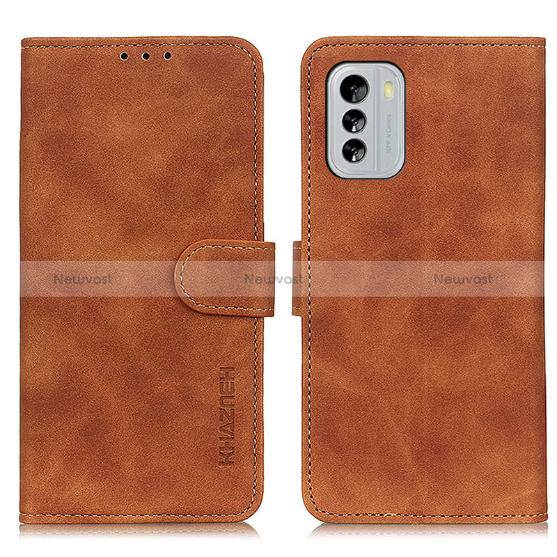 Leather Case Stands Flip Cover Holder K03Z for Nokia G60 5G Brown