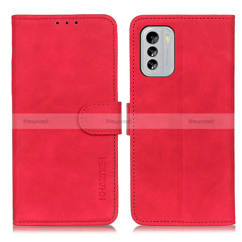 Leather Case Stands Flip Cover Holder K03Z for Nokia G60 5G Red