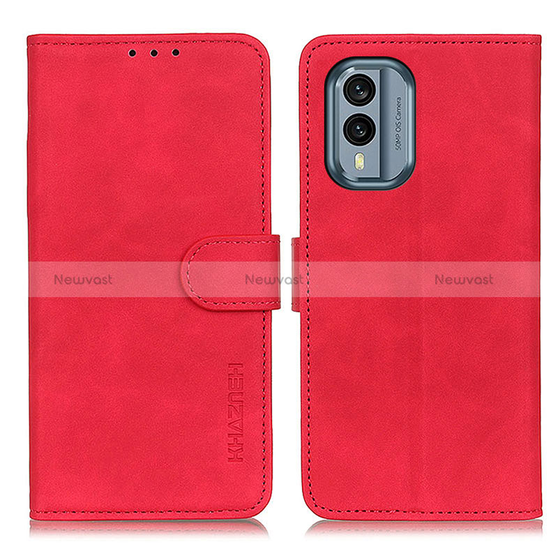 Leather Case Stands Flip Cover Holder K03Z for Nokia X30 5G Red