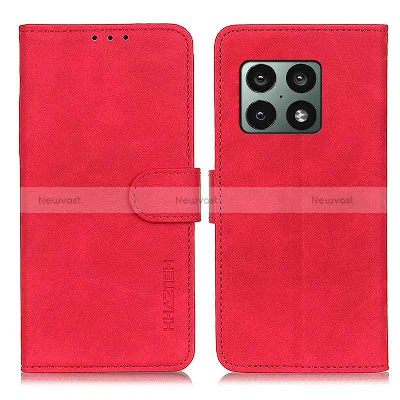 Leather Case Stands Flip Cover Holder K03Z for OnePlus 10 Pro 5G Red