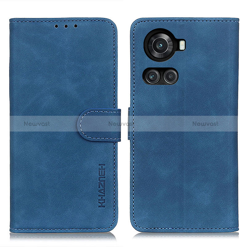 Leather Case Stands Flip Cover Holder K03Z for OnePlus 10R 5G Blue