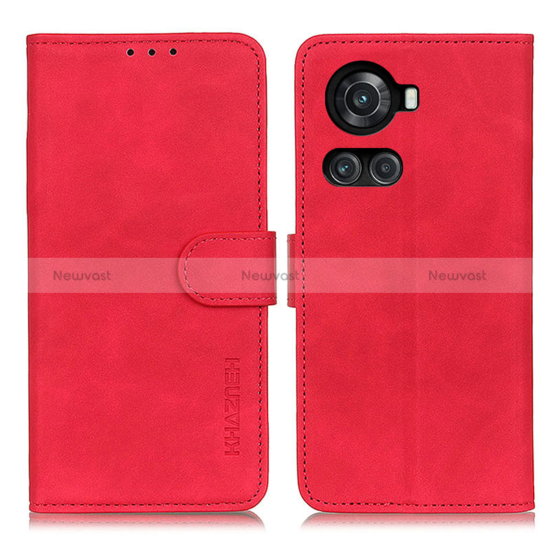 Leather Case Stands Flip Cover Holder K03Z for OnePlus 10R 5G Red