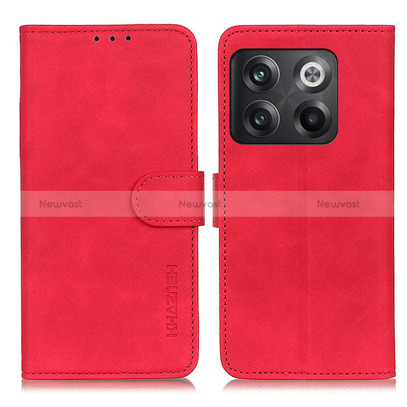 Leather Case Stands Flip Cover Holder K03Z for OnePlus 10T 5G Red