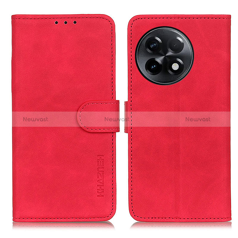 Leather Case Stands Flip Cover Holder K03Z for OnePlus 11R 5G Red