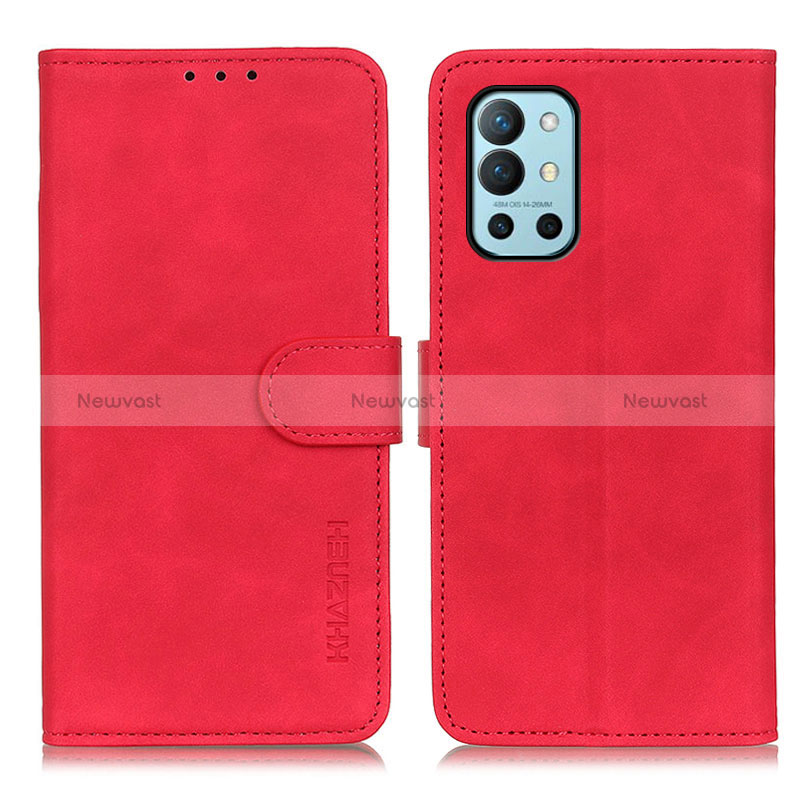 Leather Case Stands Flip Cover Holder K03Z for OnePlus 9R 5G Red