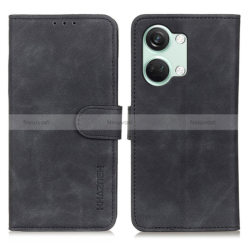 Leather Case Stands Flip Cover Holder K03Z for OnePlus Ace 2V 5G Black