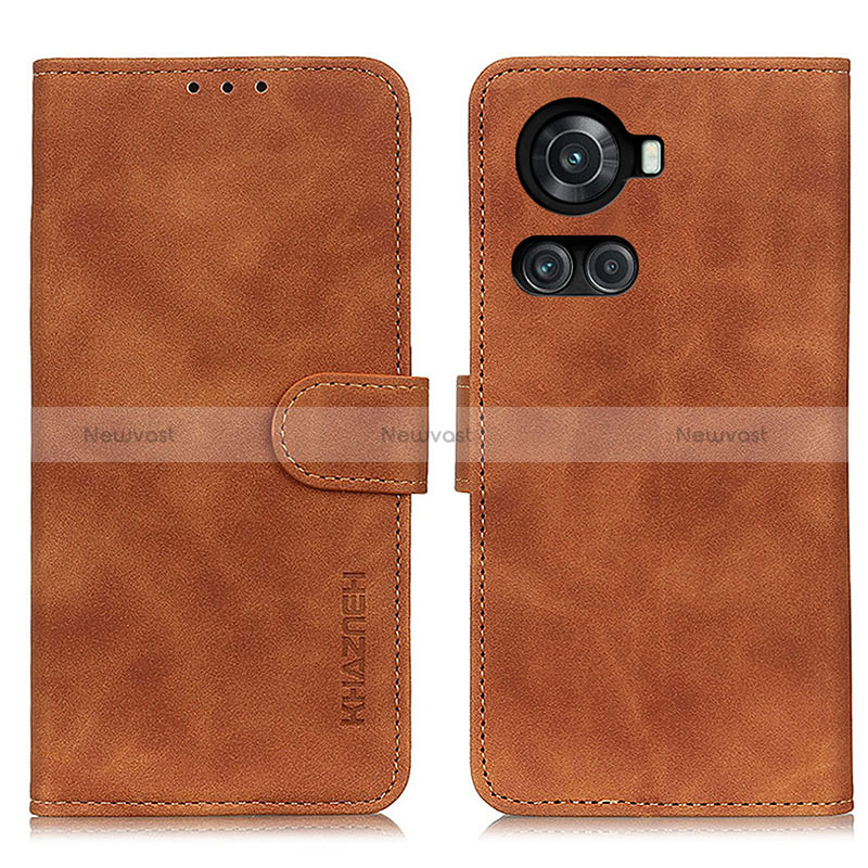 Leather Case Stands Flip Cover Holder K03Z for OnePlus Ace 5G Brown