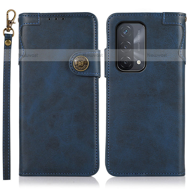 Leather Case Stands Flip Cover Holder K03Z for OnePlus Nord N200 5G Blue