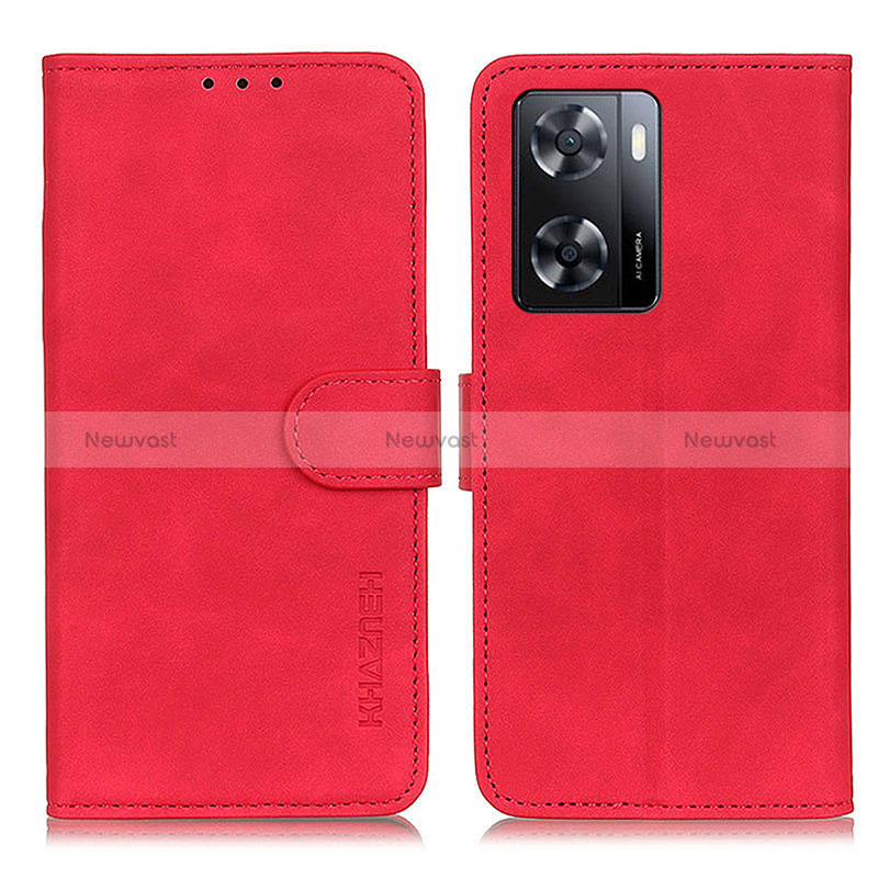 Leather Case Stands Flip Cover Holder K03Z for Oppo A77 4G Red