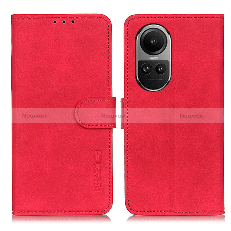 Leather Case Stands Flip Cover Holder K03Z for Oppo Reno10 Pro 5G Red