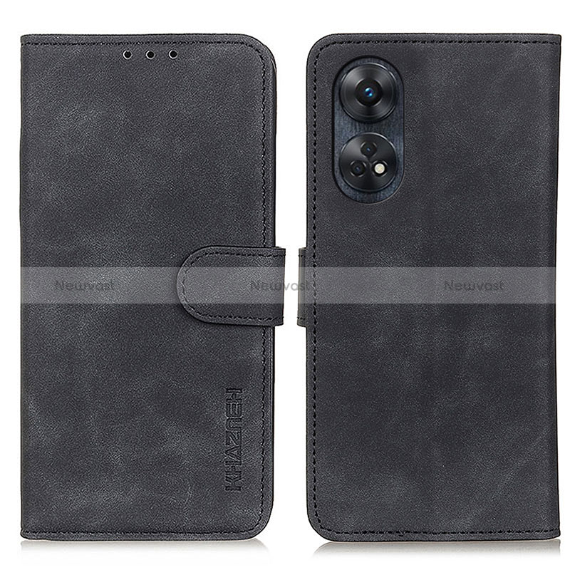 Leather Case Stands Flip Cover Holder K03Z for Oppo Reno8 T 4G Black