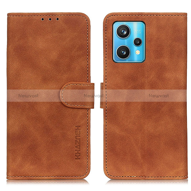 Leather Case Stands Flip Cover Holder K03Z for Realme 9 Pro+ Plus 5G Brown