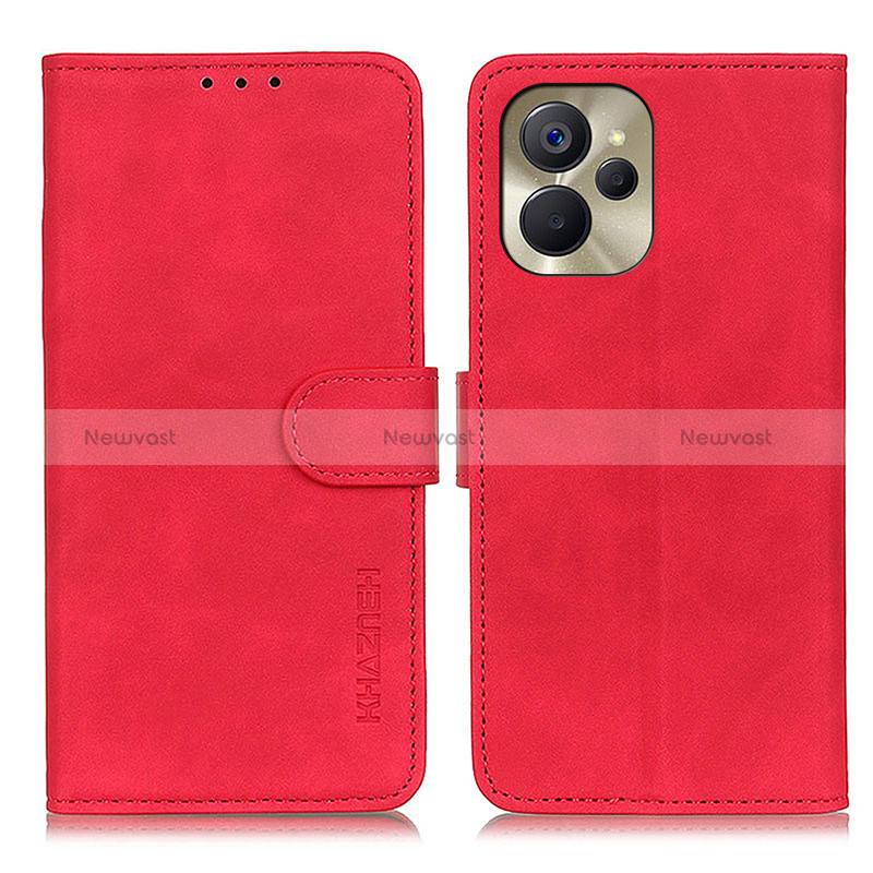 Leather Case Stands Flip Cover Holder K03Z for Realme 9i 5G Red