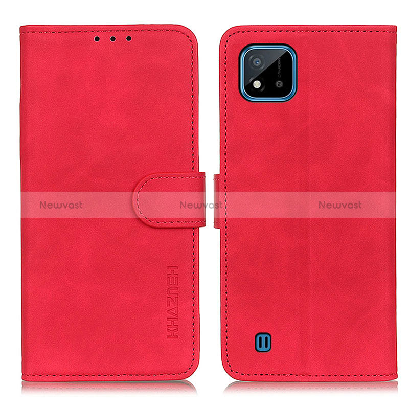 Leather Case Stands Flip Cover Holder K03Z for Realme C11 (2021) Red