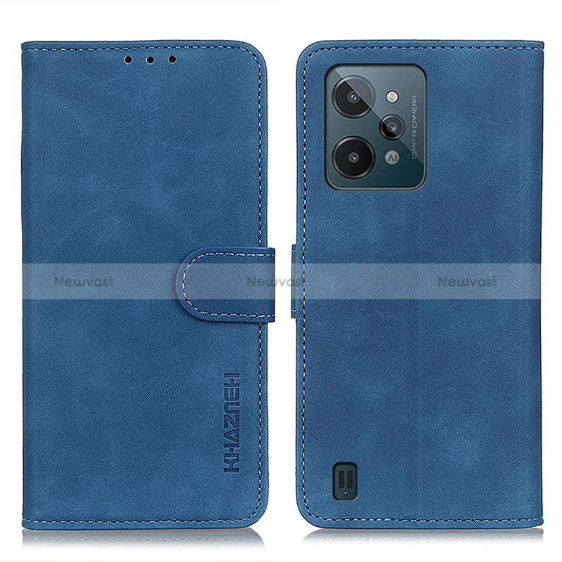 Leather Case Stands Flip Cover Holder K03Z for Realme C31 Blue