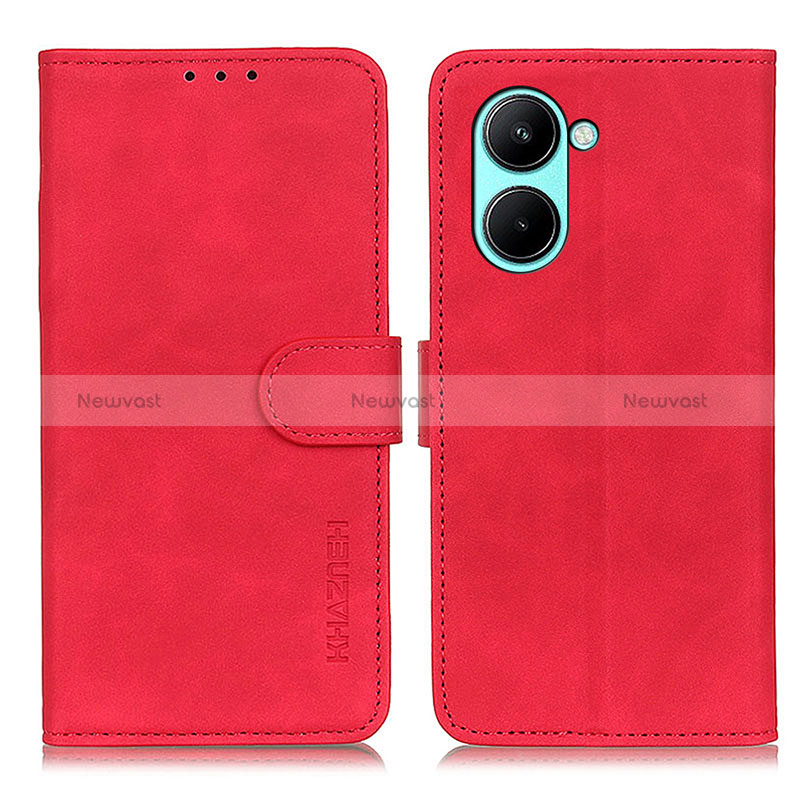 Leather Case Stands Flip Cover Holder K03Z for Realme C33 Red