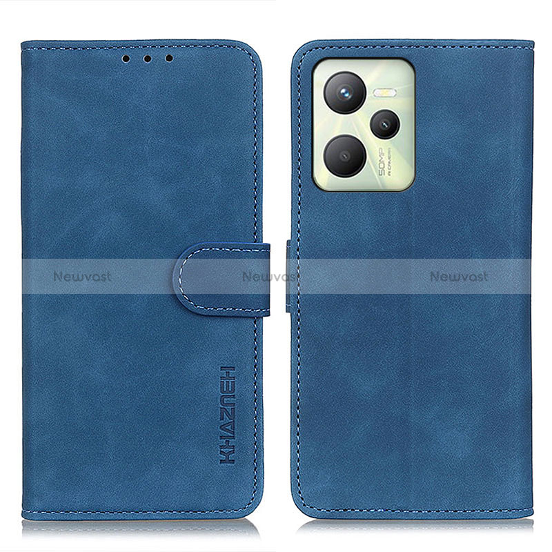 Leather Case Stands Flip Cover Holder K03Z for Realme C35 Blue