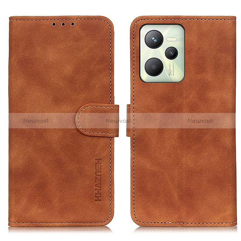 Leather Case Stands Flip Cover Holder K03Z for Realme C35 Brown