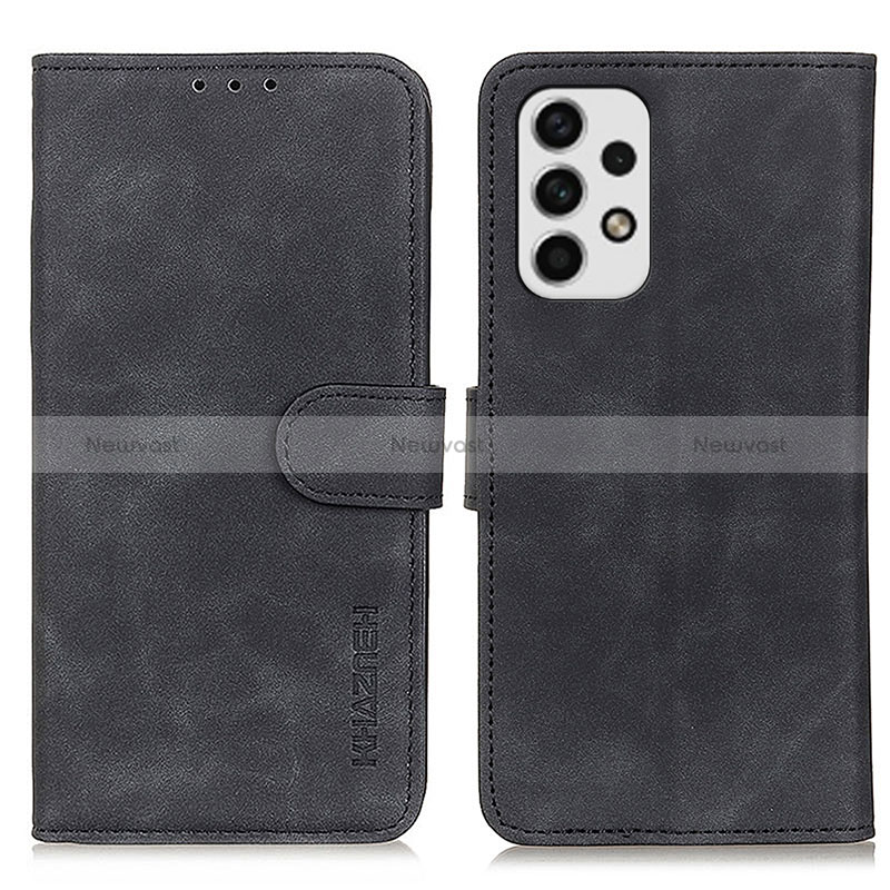 Leather Case Stands Flip Cover Holder K03Z for Samsung Galaxy A23 4G Black