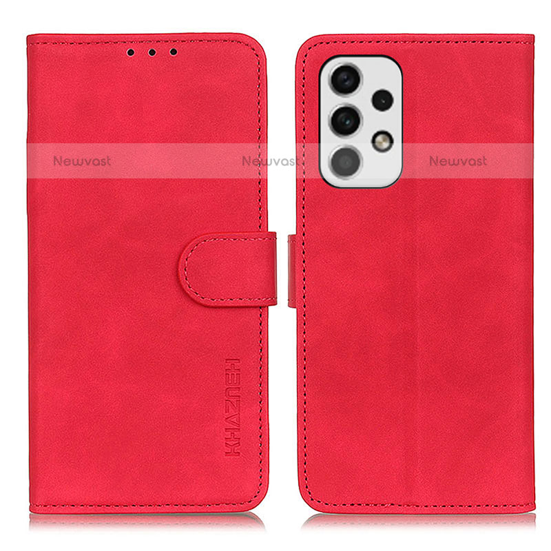 Leather Case Stands Flip Cover Holder K03Z for Samsung Galaxy A23 5G Red