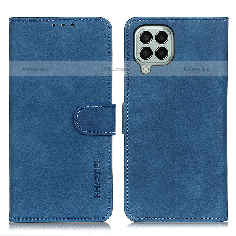 Leather Case Stands Flip Cover Holder K03Z for Samsung Galaxy M33 5G Blue