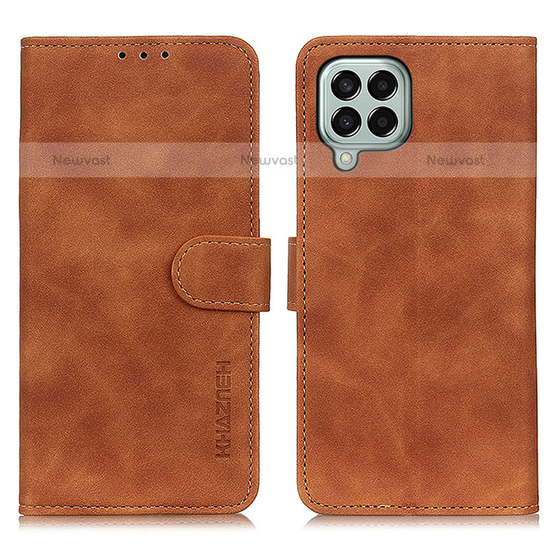 Leather Case Stands Flip Cover Holder K03Z for Samsung Galaxy M33 5G Brown