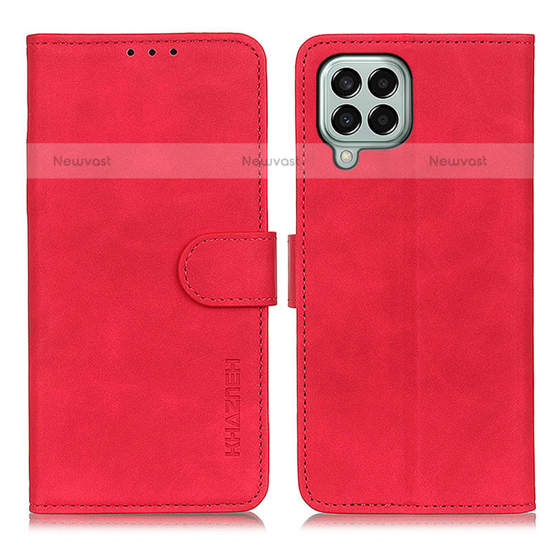 Leather Case Stands Flip Cover Holder K03Z for Samsung Galaxy M33 5G Red