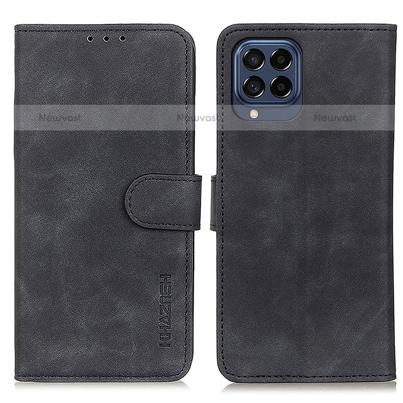 Leather Case Stands Flip Cover Holder K03Z for Samsung Galaxy M53 5G Black