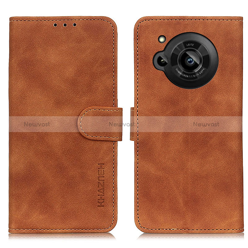 Leather Case Stands Flip Cover Holder K03Z for Sharp Aquos R7 Brown