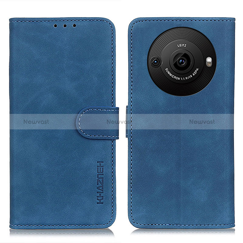 Leather Case Stands Flip Cover Holder K03Z for Sharp Aquos R8 Pro Blue