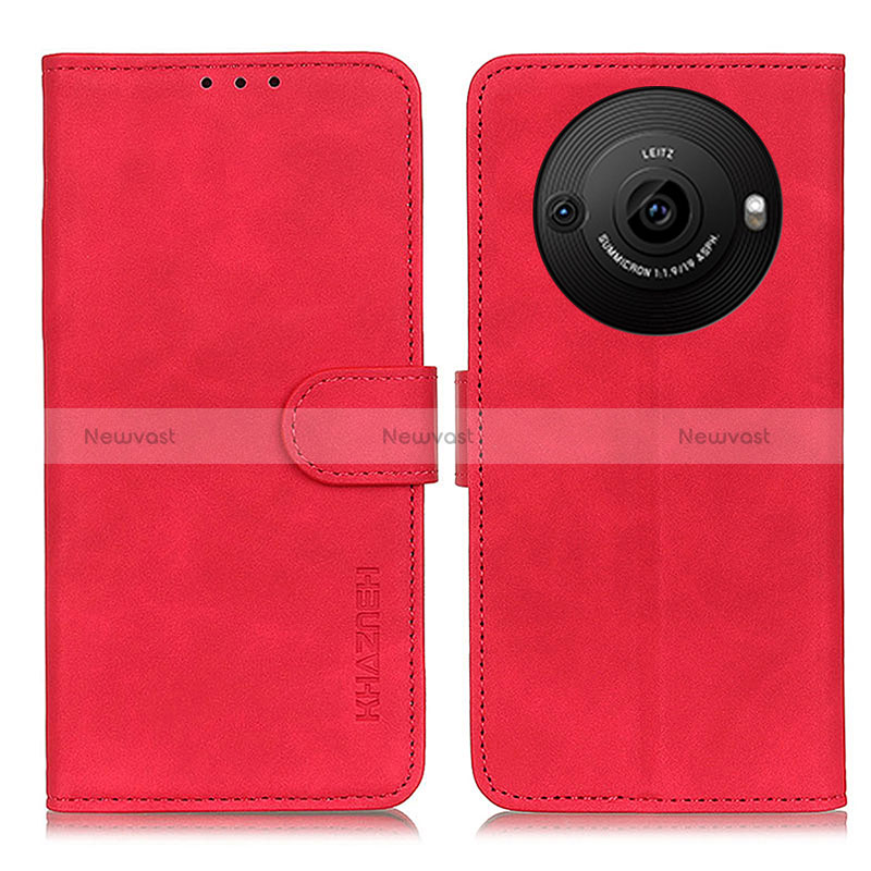 Leather Case Stands Flip Cover Holder K03Z for Sharp Aquos R8 Pro Red