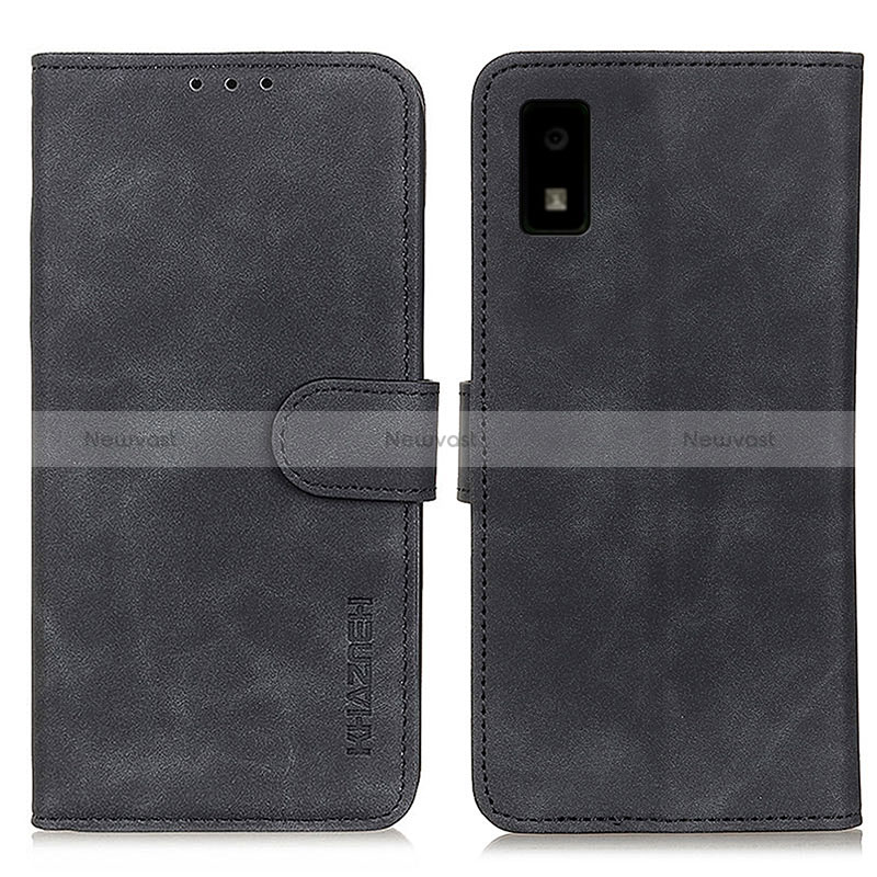 Leather Case Stands Flip Cover Holder K03Z for Sharp Aquos wish Black