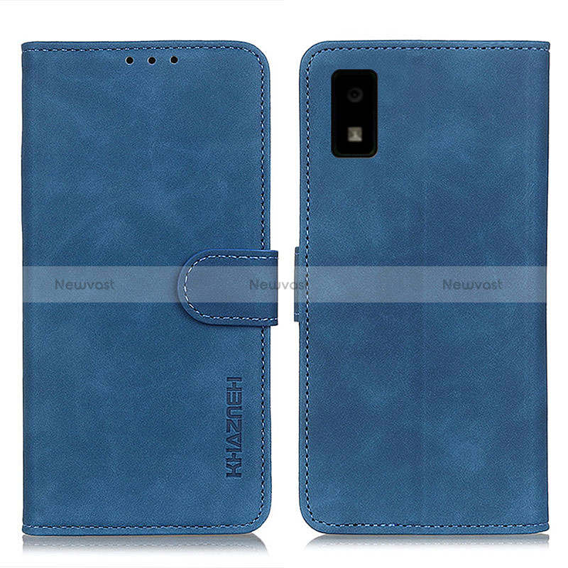 Leather Case Stands Flip Cover Holder K03Z for Sharp Aquos wish2 Blue