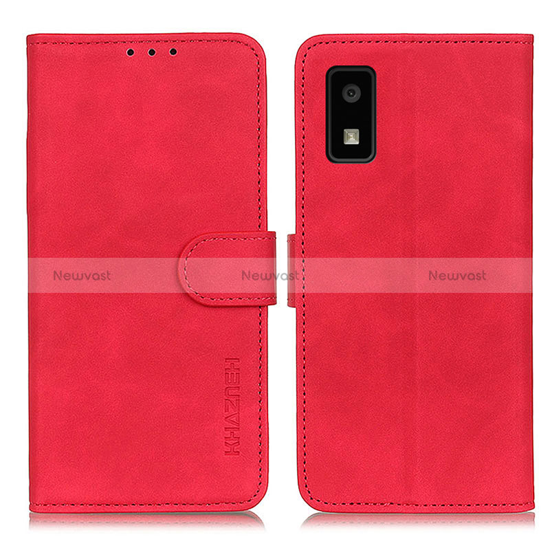 Leather Case Stands Flip Cover Holder K03Z for Sharp Aquos wish3 Red