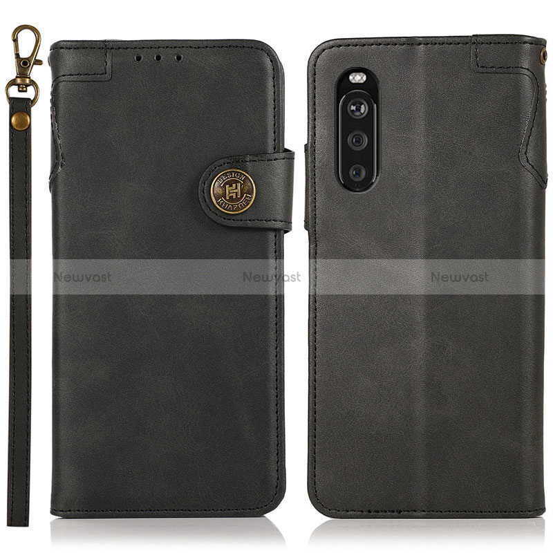 Leather Case Stands Flip Cover Holder K03Z for Sony Xperia 10 III Lite Black