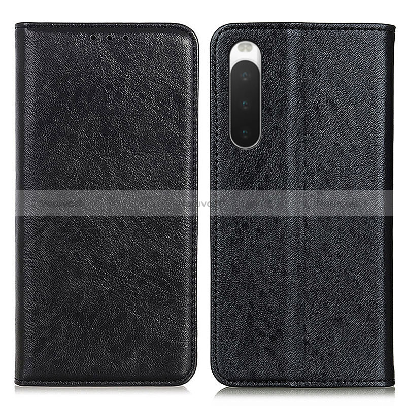 Leather Case Stands Flip Cover Holder K03Z for Sony Xperia 10 IV Black