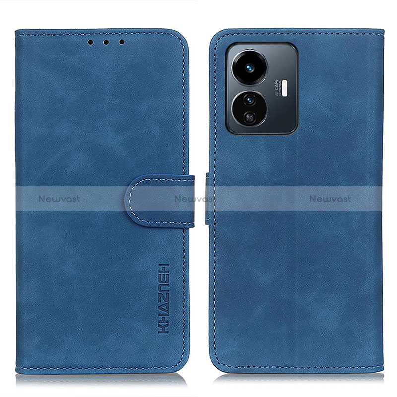 Leather Case Stands Flip Cover Holder K03Z for Vivo iQOO Z6 Lite 5G Blue