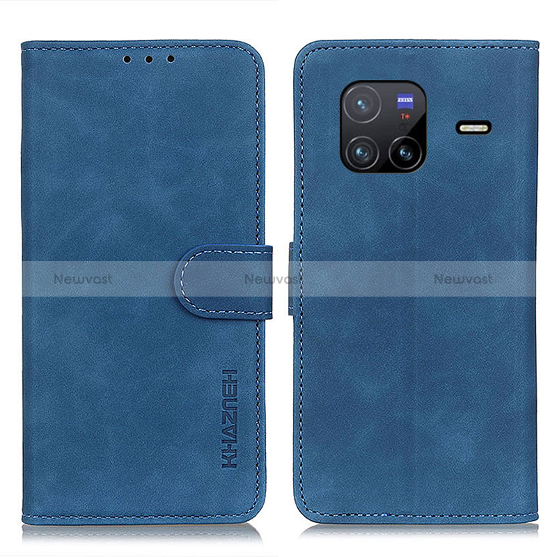 Leather Case Stands Flip Cover Holder K03Z for Vivo X80 5G Blue