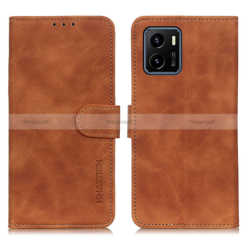 Leather Case Stands Flip Cover Holder K03Z for Vivo Y10 Brown